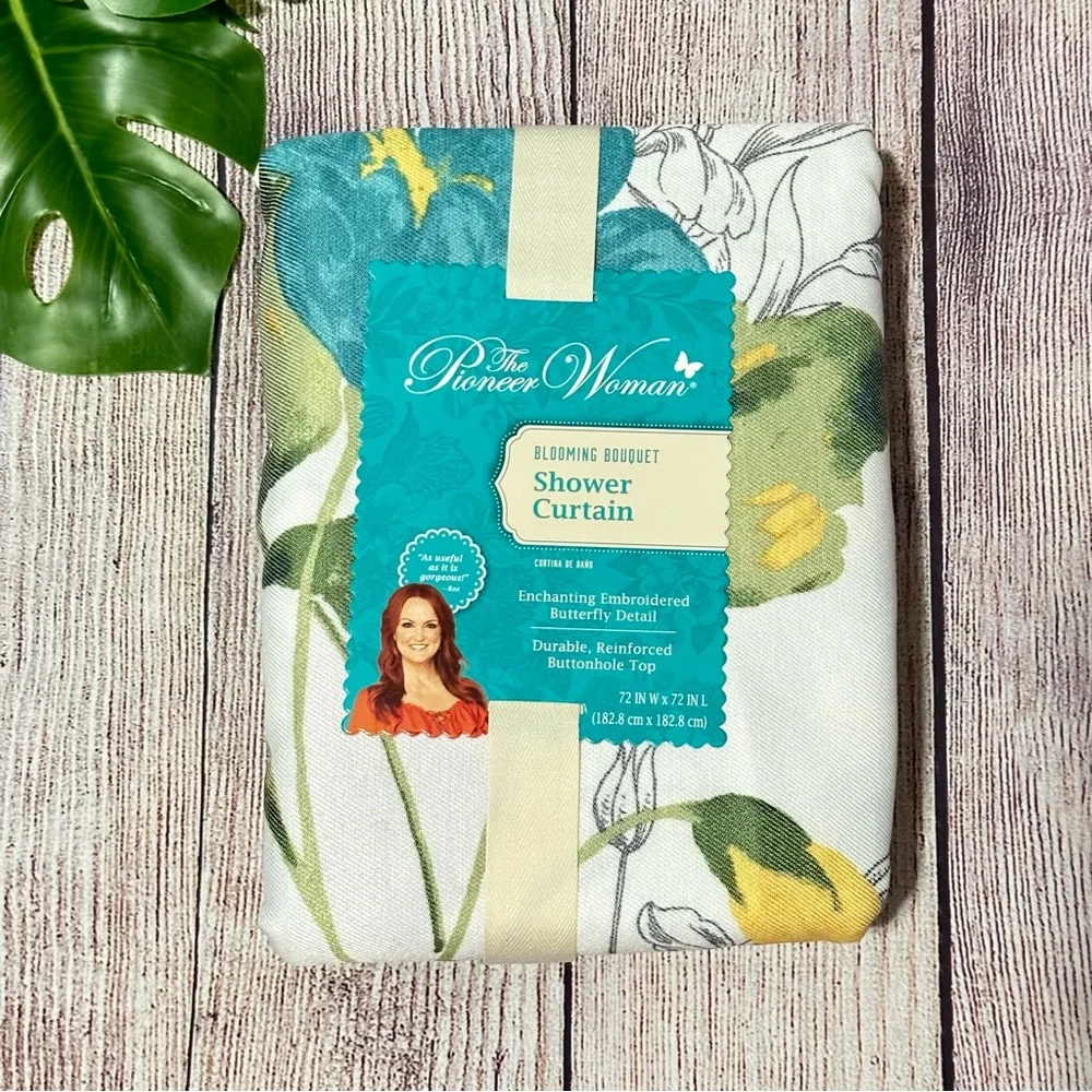 The Pioneer Woman Blooming Bouquet Floral Embroidered Cotton-Rich Shower…